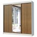 Guarda-Roupa Casal Madesa Istambul 3 Portas de Correr com Espelho 3 Gavetas - Branco/Rustic