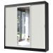 Guarda-Roupa Casal Madesa Istambul 3 Portas de Correr com Espelho 3 Gavetas - Preto/Branco