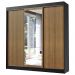Guarda-Roupa Casal Madesa Istambul 3 Portas de Correr com Espelho 3 Gavetas - Preto/Rustic