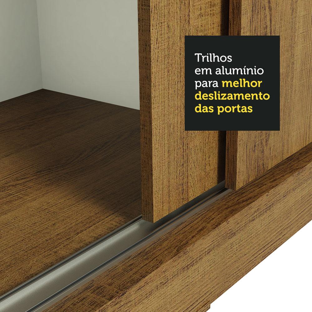 Guarda-Roupa Casal Madesa Istambul 3 Portas de Correr com Espelho 3 Gavetas - Rustic