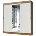 Guarda-Roupa Casal Madesa Istambul 3 Portas de Correr com Espelho 3 Gavetas - Rustic/Branco