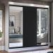 Guarda-Roupa Casal Madesa Istambul 3 Portas de Correr com Espelhos 3 Gavetas - Branco/Preto