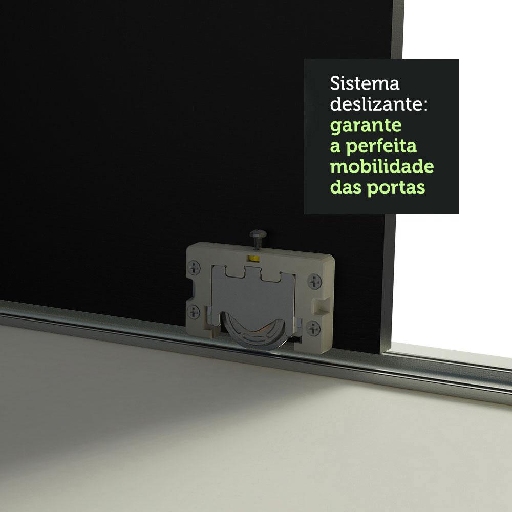 Guarda-Roupa Casal Madesa Istambul 3 Portas de Correr com Espelhos 3 Gavetas - Branco/Preto