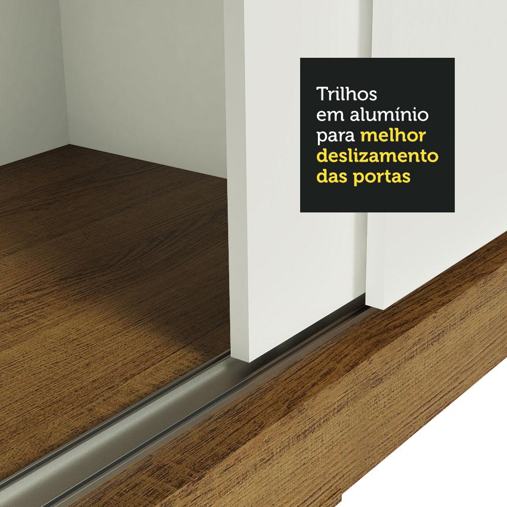 Guarda-Roupa Casal Madesa Istambul 3 Portas de Correr com Espelhos 3 Gavetas - Rustic/Branco