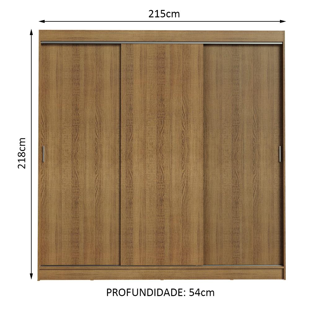 Guarda-Roupa Casal Madesa Kansas 3 Portas de Correr 3 Gavetas