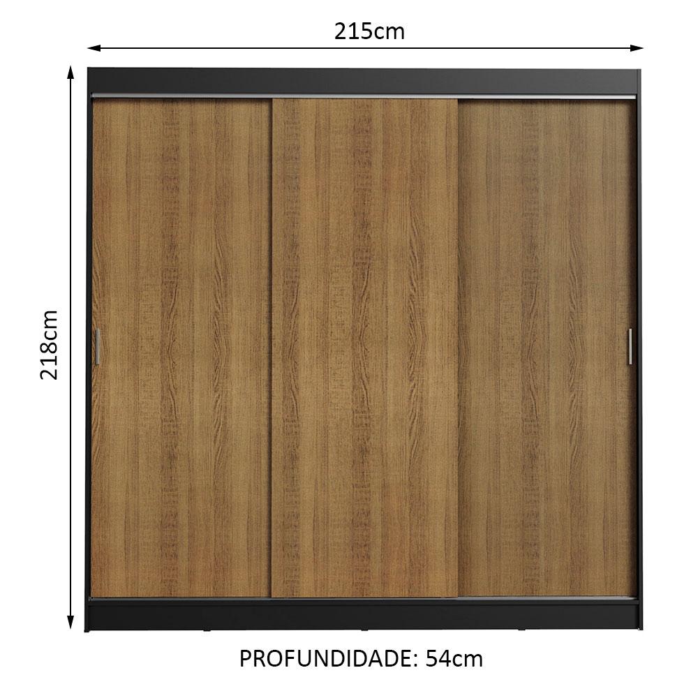 Guarda-Roupa Casal Madesa Kansas 3 Portas de Correr 3 Gavetas