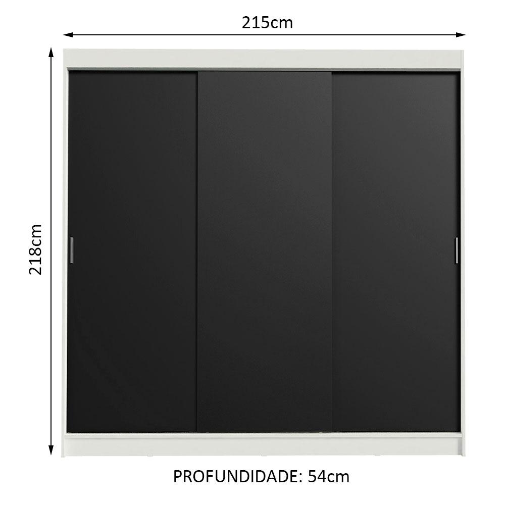 Guarda-Roupa Casal Madesa Kansas 3 Portas de Correr 3 Gavetas