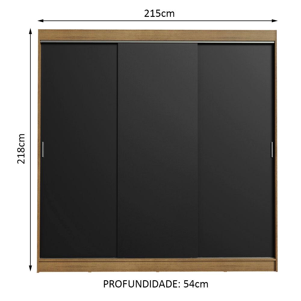 Guarda-Roupa Casal Madesa Kansas 3 Portas de Correr 3 Gavetas