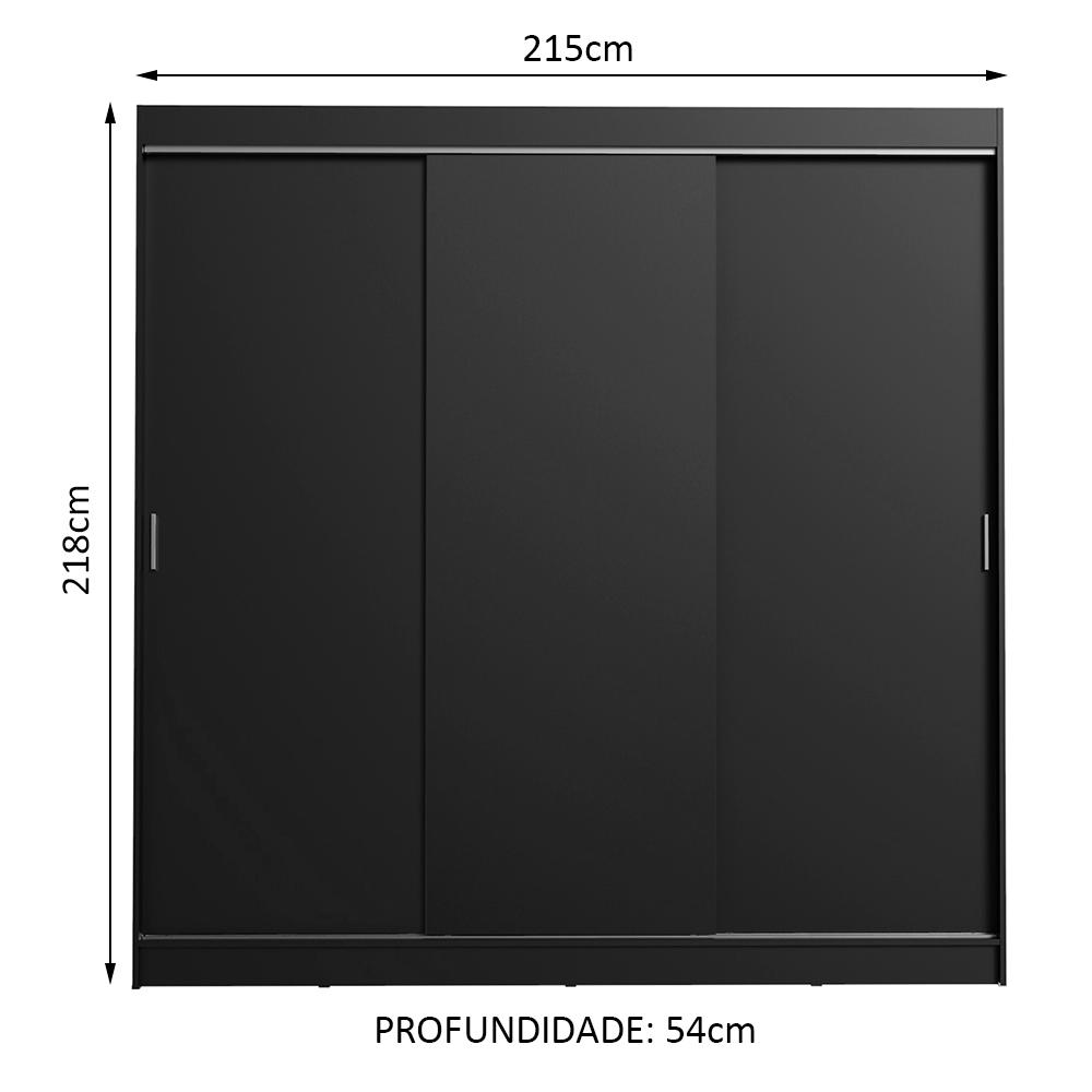 Guarda-Roupa Casal Madesa Kansas 3 Portas de Correr 3 Gavetas