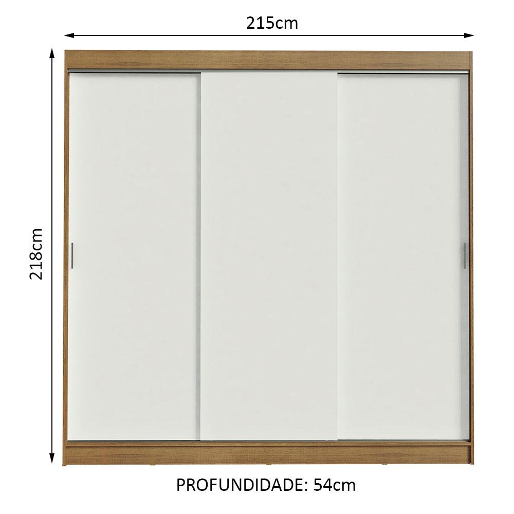 Guarda-Roupa Casal Madesa Kansas 3 Portas de Correr 3 Gavetas