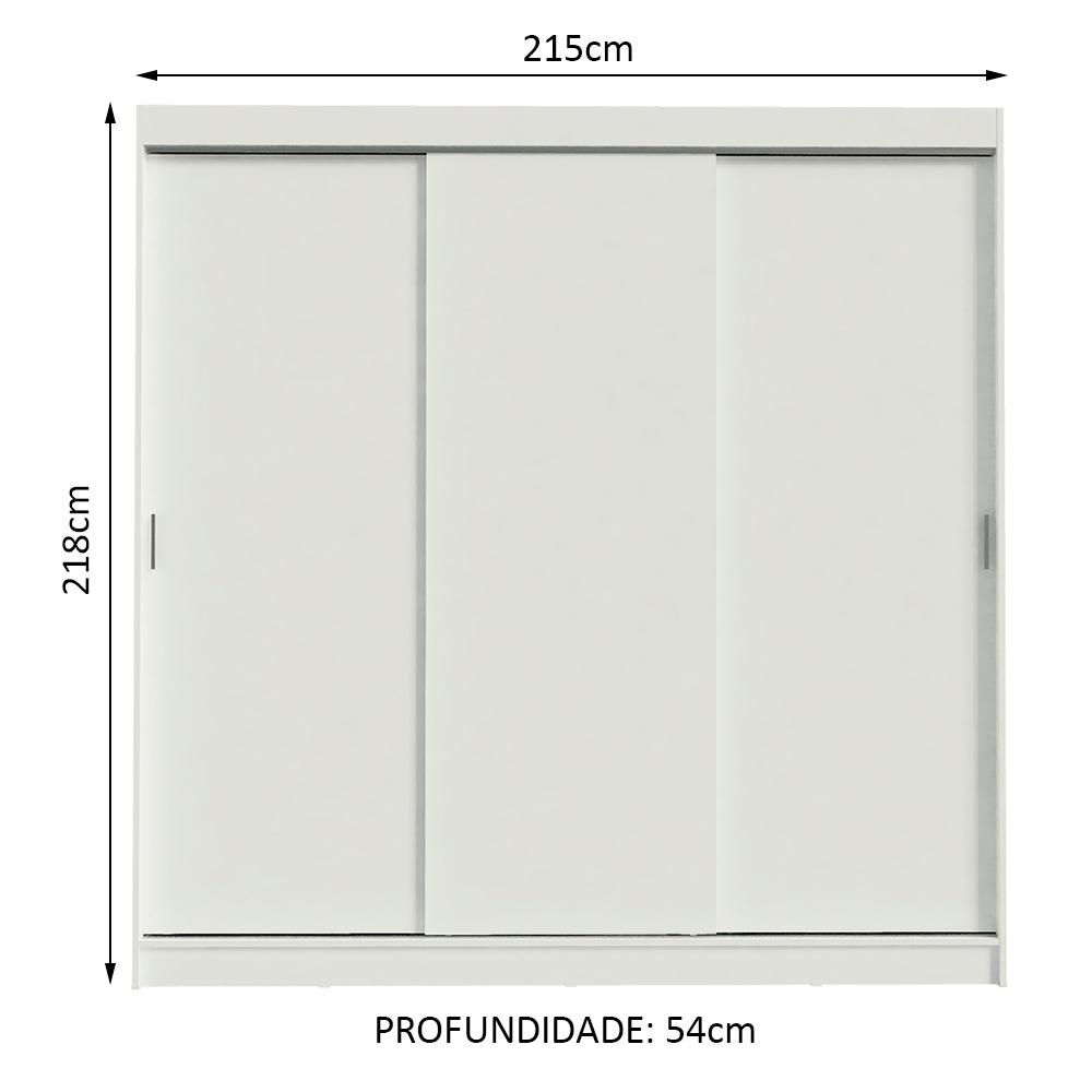 Guarda-Roupa Casal Madesa Kansas 3 Portas de Correr 3 Gavetas
