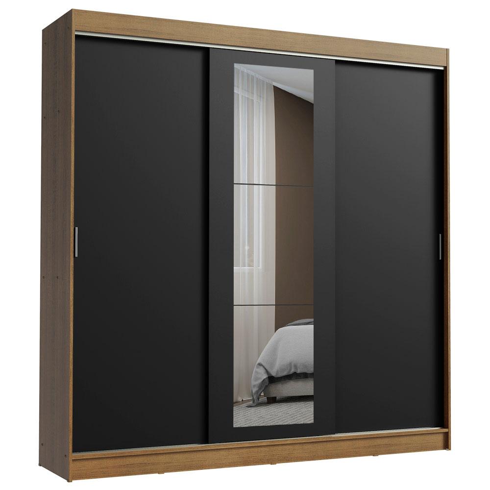 Guarda-Roupa Casal Madesa Kansas 3 Portas de Correr com Espelho 3 Gavetas