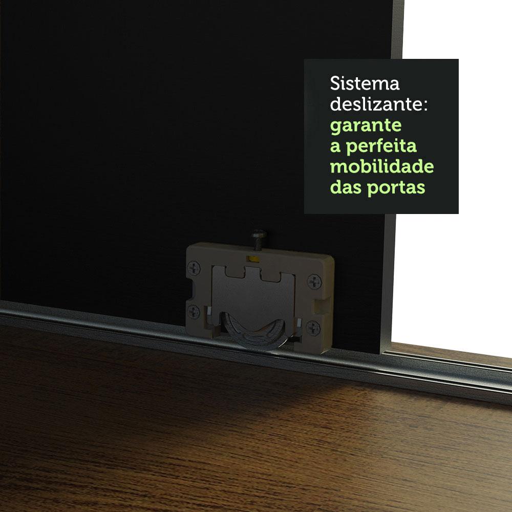 Guarda-Roupa Casal Madesa Kansas 3 Portas de Correr com Espelho 3 Gavetas