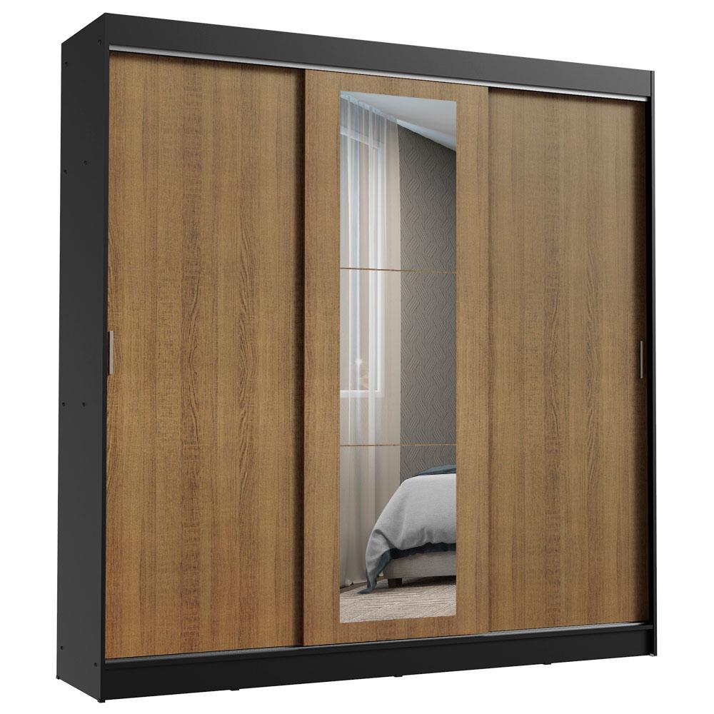 Guarda-Roupa Casal Madesa Kansas 3 Portas de Correr com Espelho 3 Gavetas