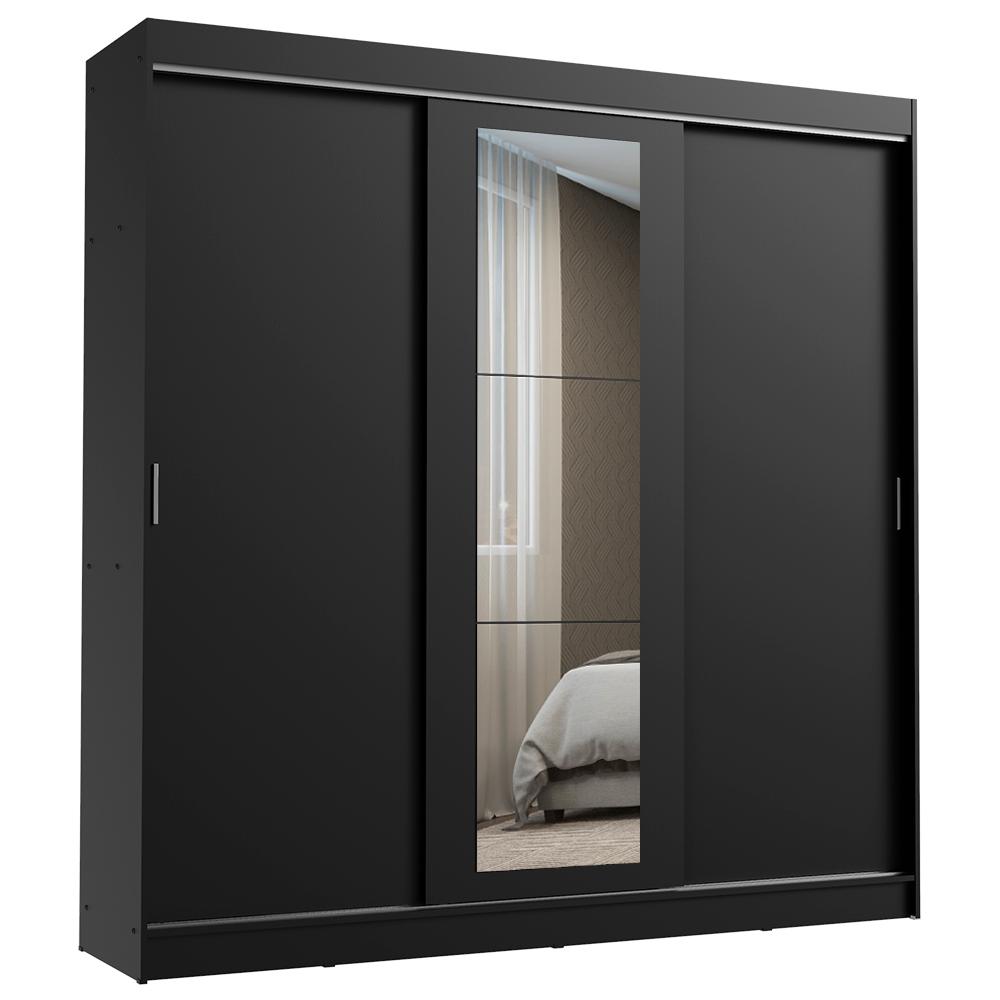Guarda-Roupa Casal Madesa Kansas 3 Portas de Correr com Espelho 3 Gavetas