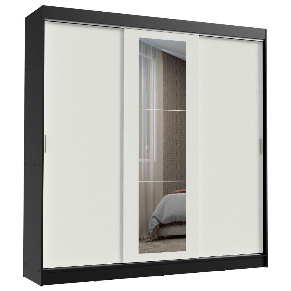 Guarda-Roupa Casal Madesa Kansas 3 Portas de Correr com Espelho 3 Gavetas