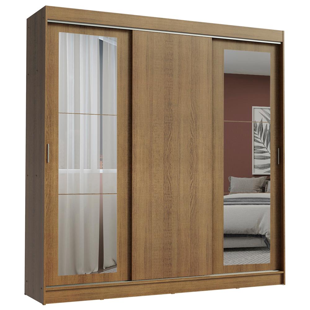 Guarda-Roupa Casal Madesa Kansas 3 Portas de Correr com Espelhos 3 Gavetas