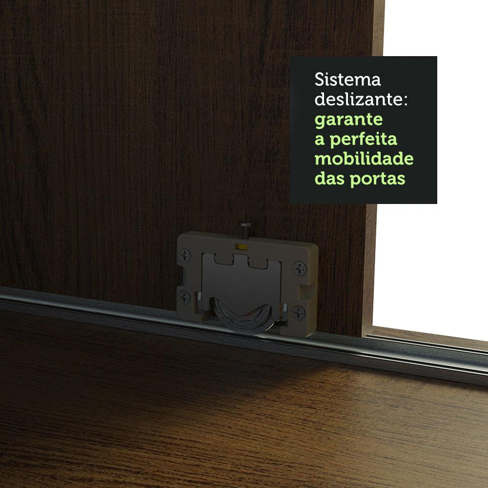 Guarda-Roupa Casal Madesa Kansas 3 Portas de Correr com Espelhos 3 Gavetas