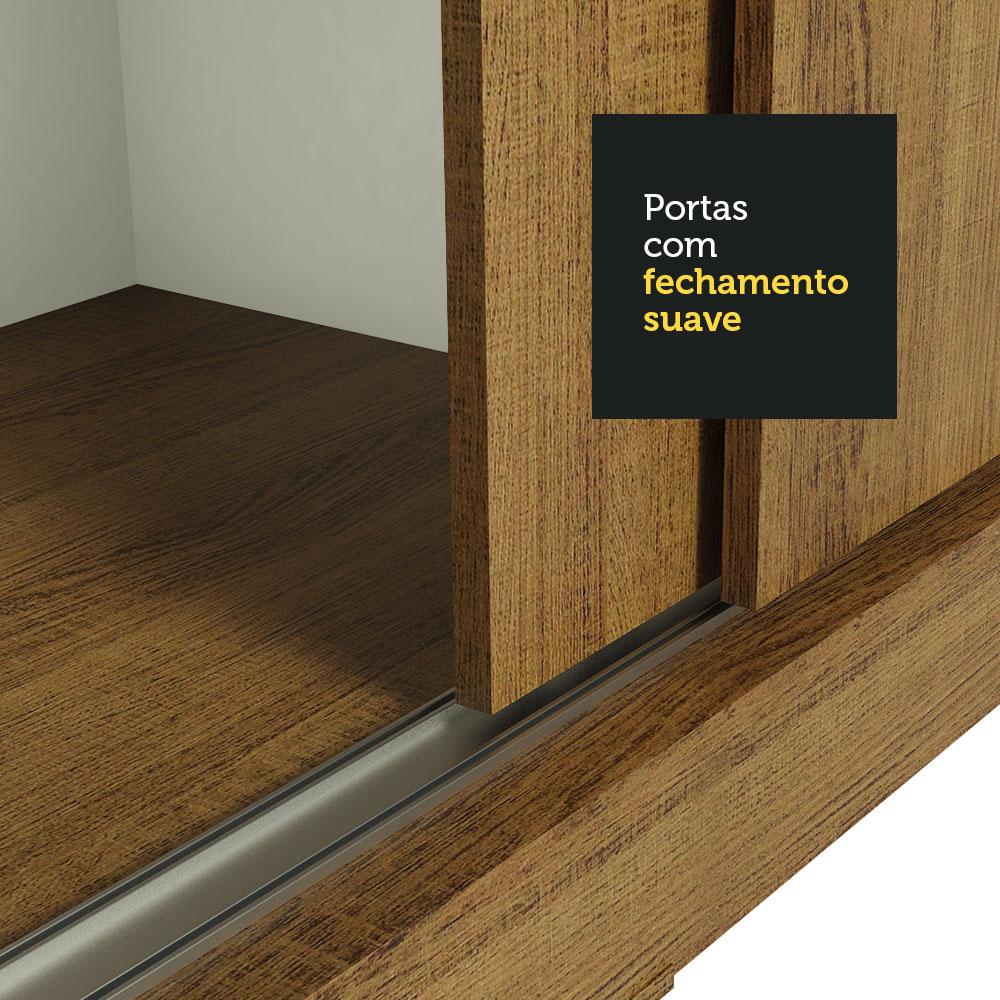 Guarda-Roupa Casal Madesa Kansas 3 Portas de Correr com Espelhos 3 Gavetas