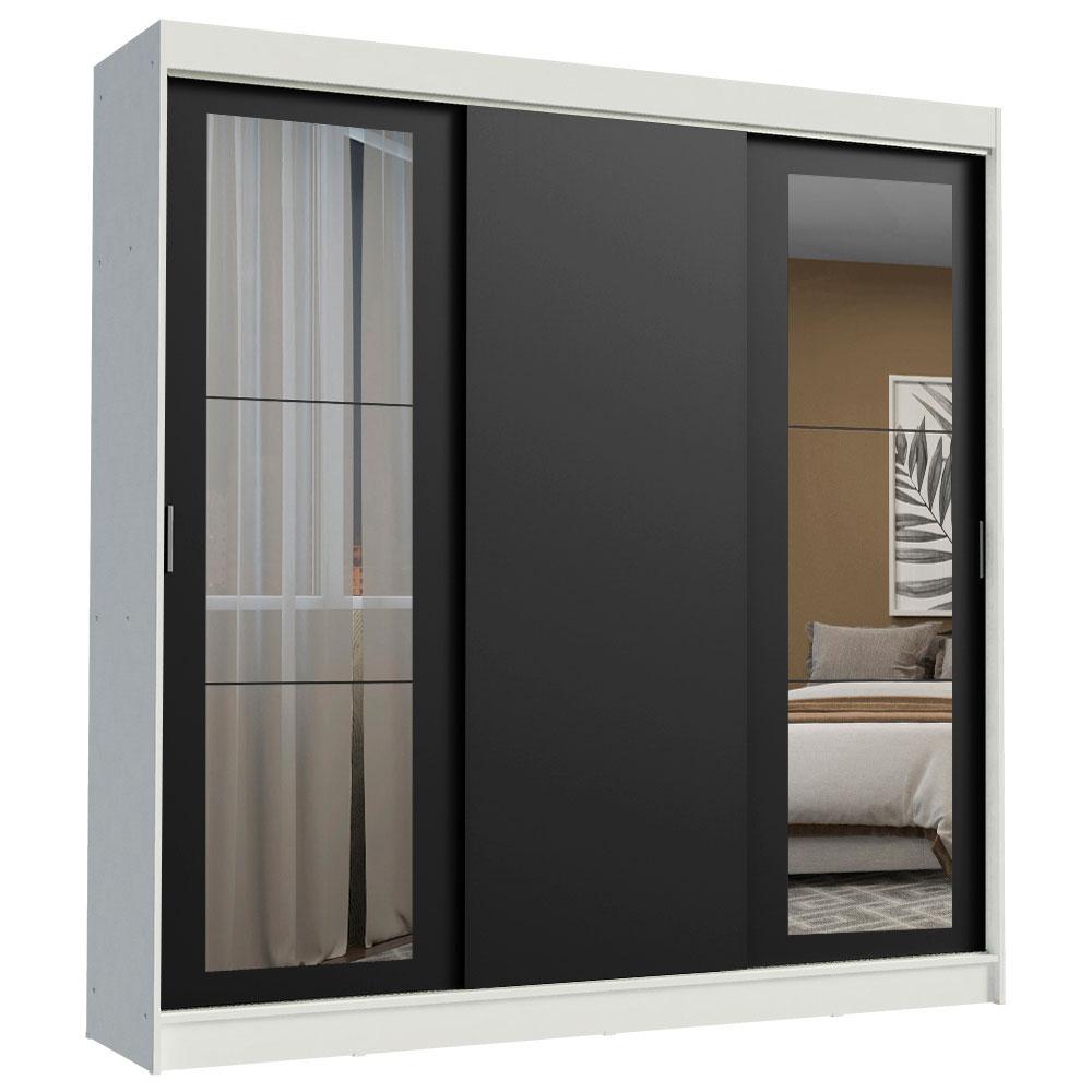 Guarda-Roupa Casal Madesa Kansas 3 Portas de Correr com Espelhos 3 Gavetas