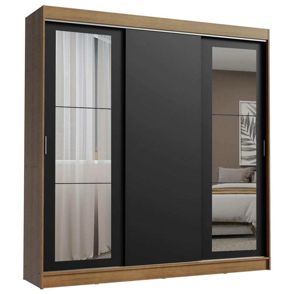 Guarda-Roupa Casal Madesa Kansas 3 Portas de Correr com Espelhos 3 Gavetas