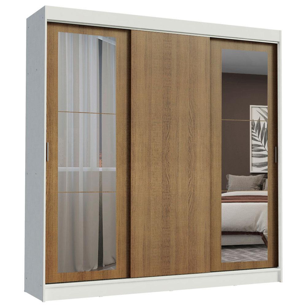 Guarda-Roupa Casal Madesa Kansas 3 Portas de Correr com Espelhos 3 Gavetas