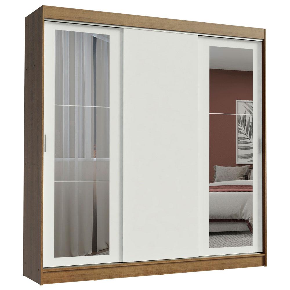 Guarda-Roupa Casal Madesa Kansas 3 Portas de Correr com Espelhos 3 Gavetas