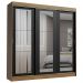 Guarda-Roupa Casal Madesa Kansas 3 Portas de Correr de Espelho 3 Gavetas