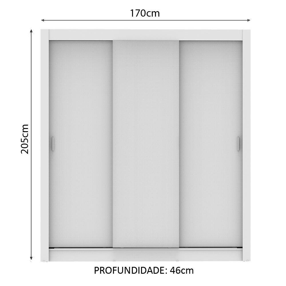 Guarda Roupa Casal Madesa Lyon 3 Portas de Correr 2 Gavetas - Branco