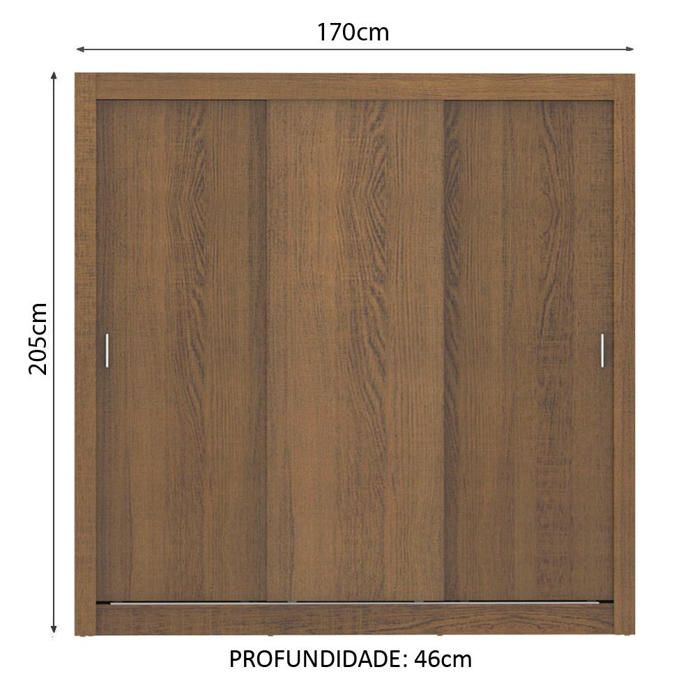 Guarda Roupa Casal Madesa Lyon 3 Portas de Correr 2 Gavetas - Rustic