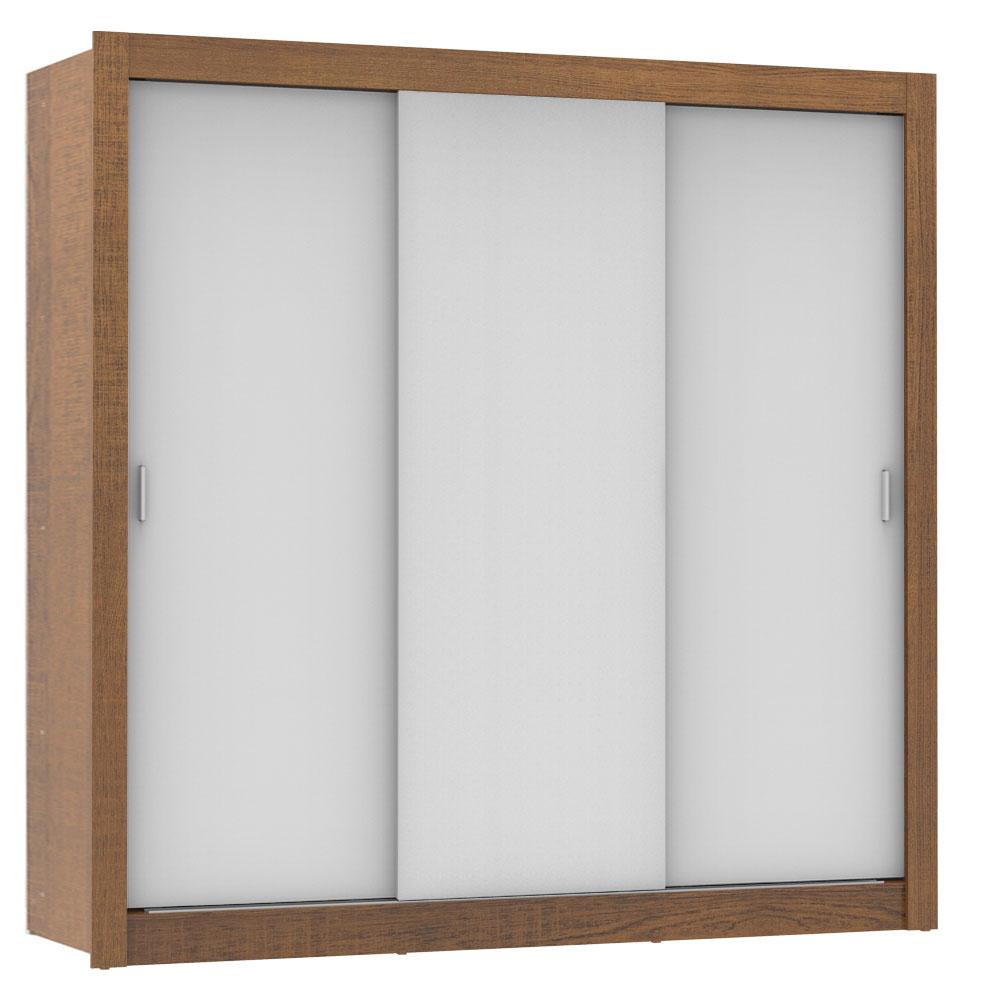 Guarda Roupa Casal Madesa Lyon 3 Portas de Correr 2 Gavetas - Rustic/Branco