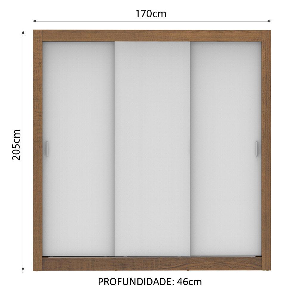 Guarda Roupa Casal Madesa Lyon 3 Portas de Correr 2 Gavetas - Rustic/Branco