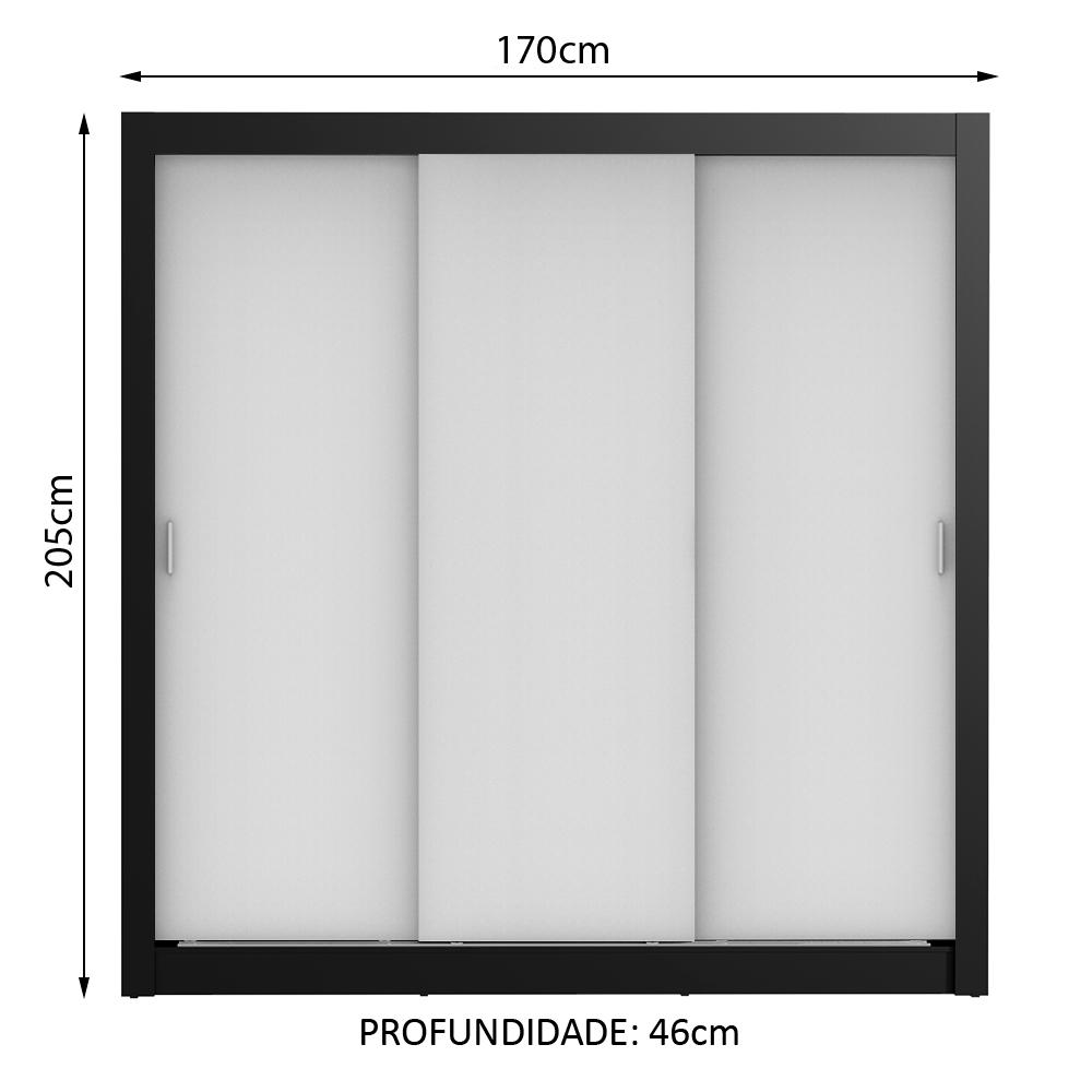 Guarda Roupa Casal Madesa Lyon 3 Portas de Correr 2 Gavetas