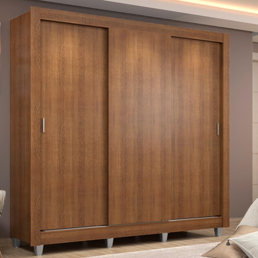 Guarda Roupa Casal Madesa Lyon 3 Portas de Correr 2 Gavetas com Pés - Rustic