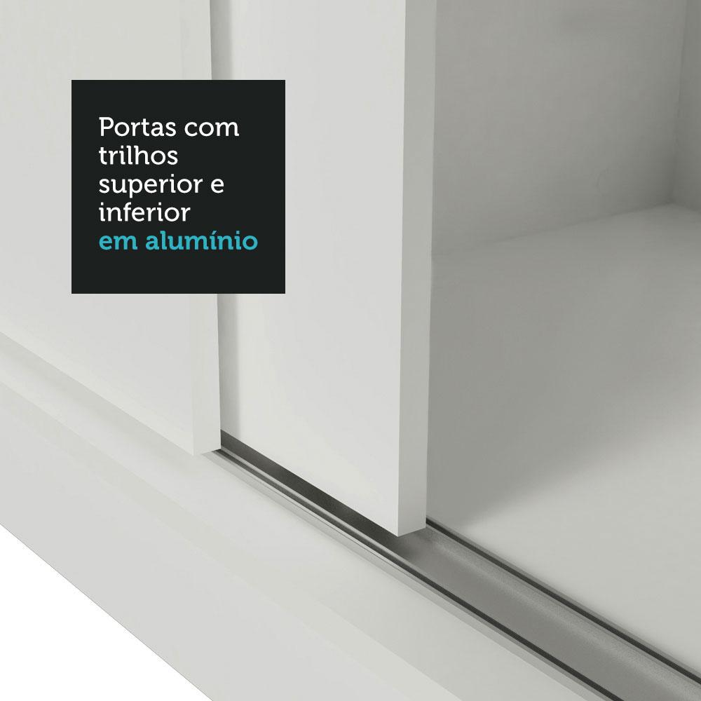 Guarda Roupa Casal Madesa Lyon 3 Portas de Correr com Espelho 2 Gavetas - Branco