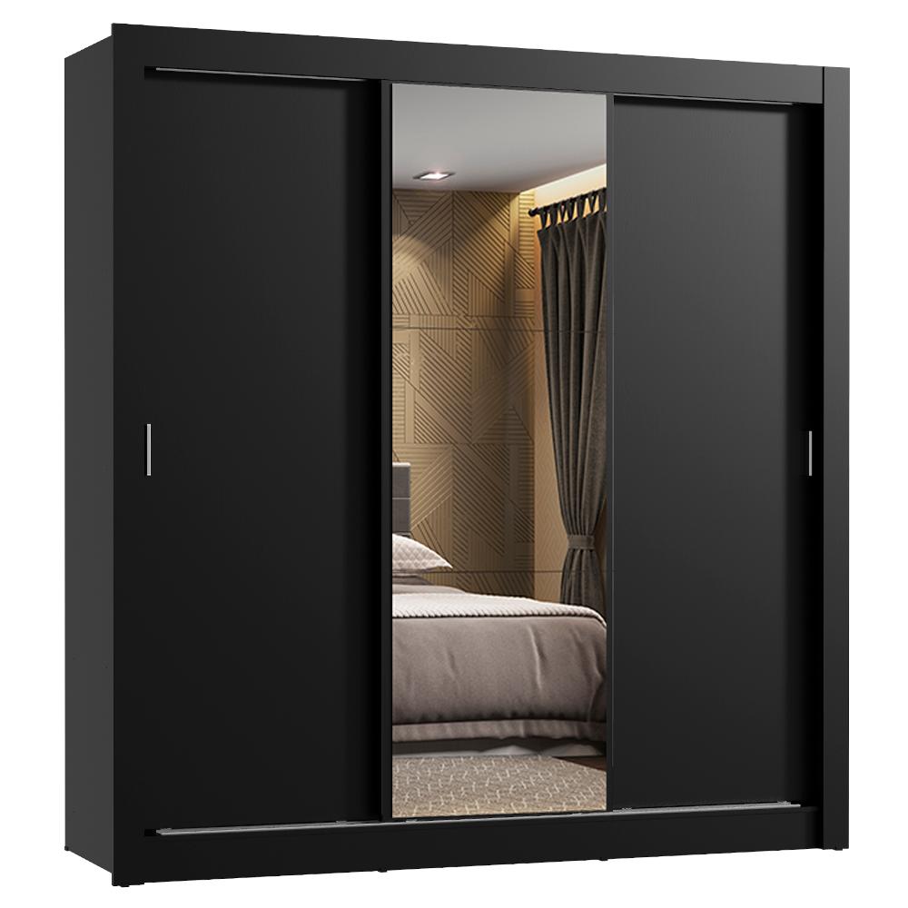 Guarda Roupa Casal Madesa Lyon 3 Portas de Correr com Espelho 2 Gavetas
