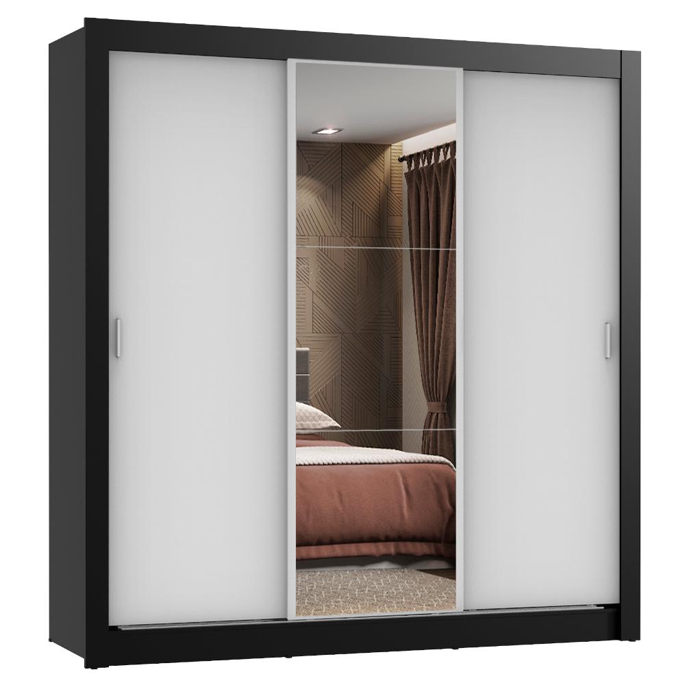Guarda Roupa Casal Madesa Lyon 3 Portas de Correr com Espelho 2 Gavetas