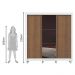 Guarda Roupa Casal Madesa Lyon 3 Portas de Correr com Espelho 2 Gavetas com Pés - Branco/Rustic
