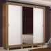 Guarda Roupa Casal Madesa Lyon 3 Portas de Correr com Espelho 2 Gavetas com Pés - Rustic/Branco