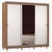 Guarda Roupa Casal Madesa Lyon 3 Portas de Correr com Espelho 2 Gavetas com Pés - Rustic/Branco