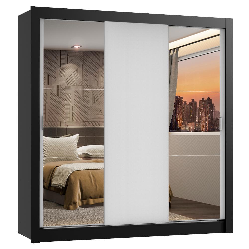 Guarda-Roupa Casal Madesa Lyon 3 Portas de Correr com Espelhos 2 Gavetas