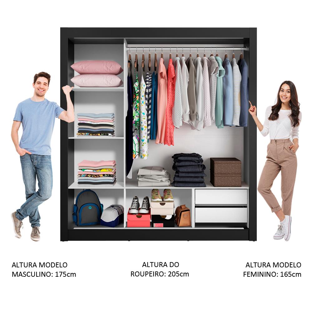 Guarda-Roupa Casal Madesa Lyon 3 Portas de Correr com Espelhos 2 Gavetas