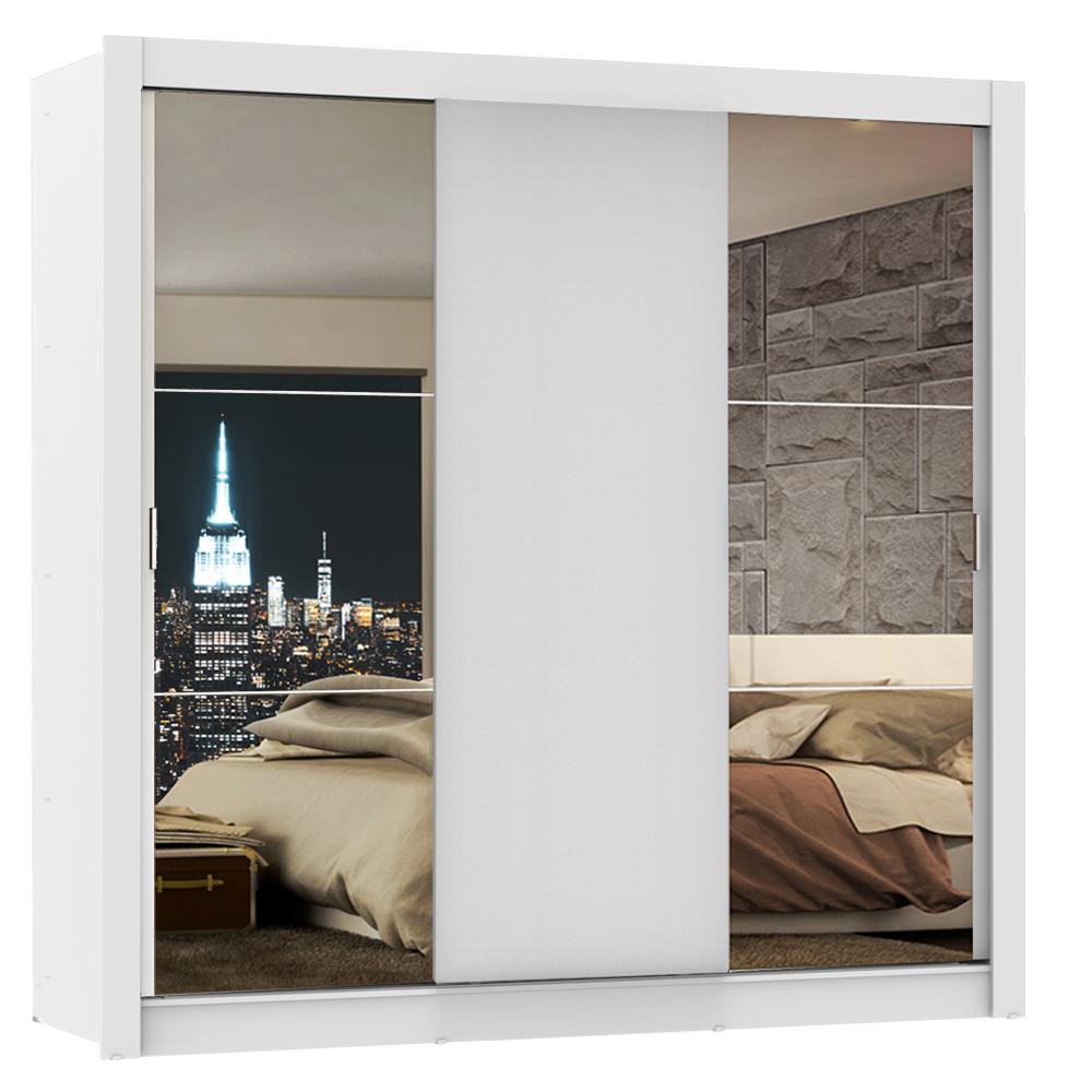 Guarda-Roupa Casal Madesa Lyon 3 Portas de Correr com Espelhos 2 Gavetas