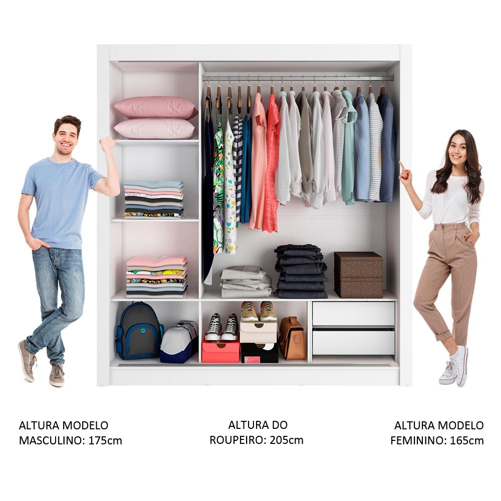 Guarda-Roupa Casal Madesa Lyon 3 Portas de Correr com Espelhos 2 Gavetas
