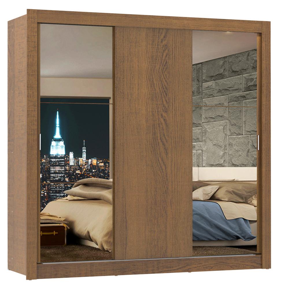 Guarda-Roupa Casal Madesa Lyon 3 Portas de Correr com Espelhos 2 Gavetas