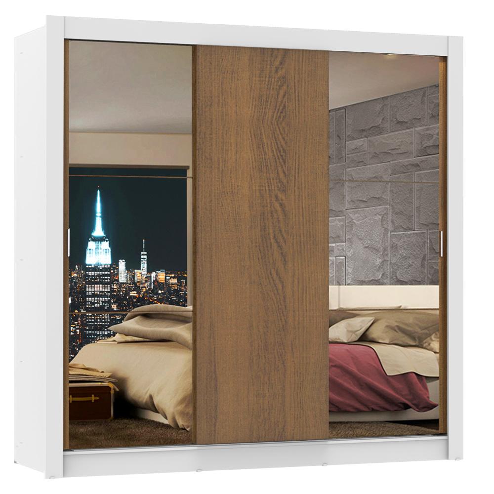 Guarda-Roupa Casal Madesa Lyon 3 Portas de Correr com Espelhos 2 Gavetas
