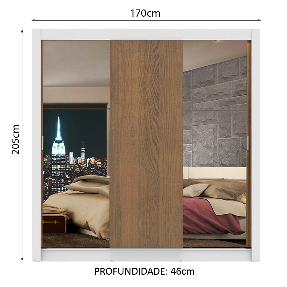 Guarda-Roupa Casal Madesa Lyon 3 Portas de Correr com Espelhos 2 Gavetas