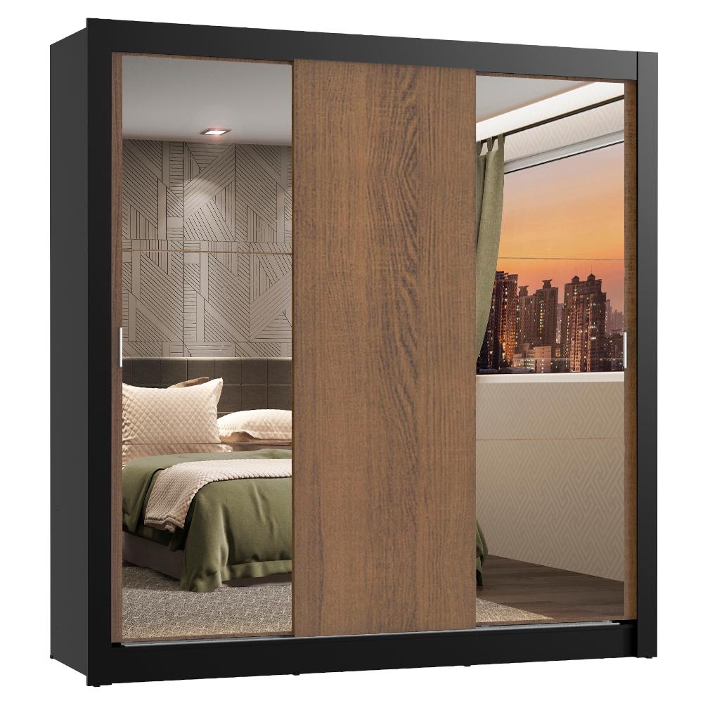 Guarda-Roupa Casal Madesa Lyon 3 Portas de Correr com Espelhos 2 Gavetas
