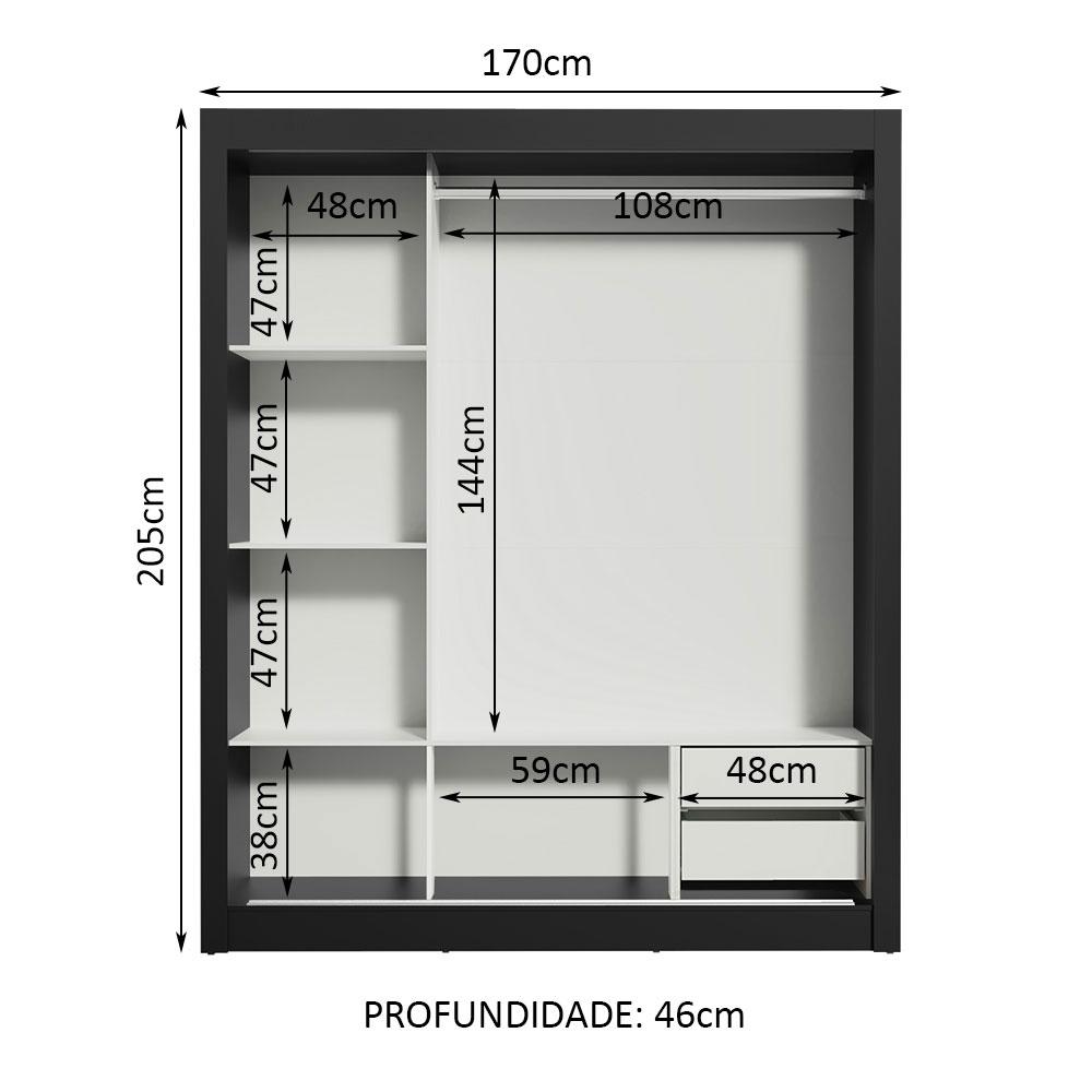 Guarda-Roupa Casal Madesa Lyon 3 Portas de Correr com Espelhos 2 Gavetas