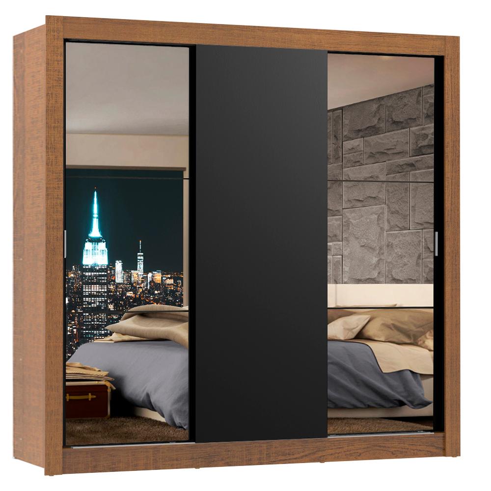 Guarda-Roupa Casal Madesa Lyon 3 Portas de Correr com Espelhos 2 Gavetas